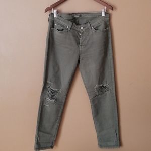 7forallmankind military green distressed jean